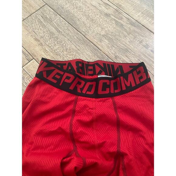 Nike Pro Men's Red Hyperwarm Lite Compression Combat Tights Leggings Size Large - Picture 4 of 8